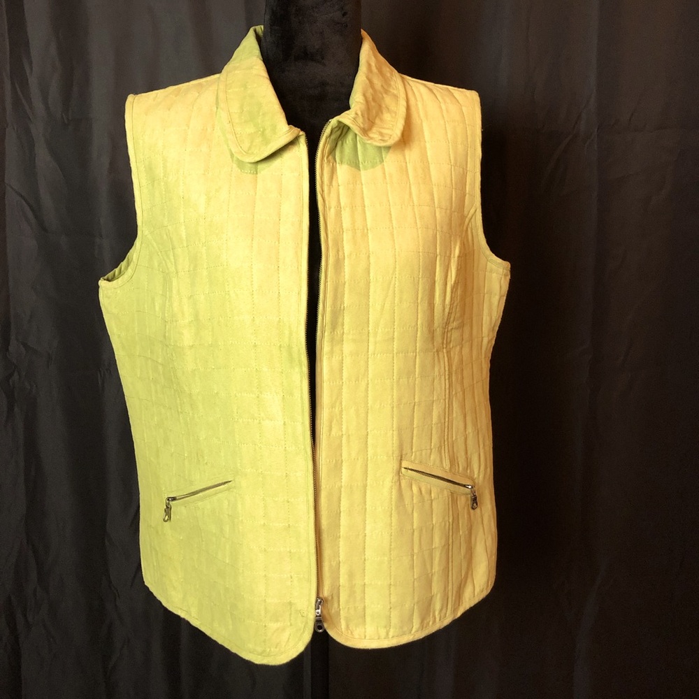 Christopher & Banks Lime Green Quilted Vest Size L